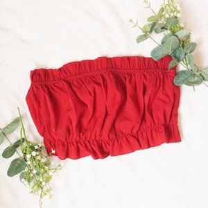 Red bandeau crop top